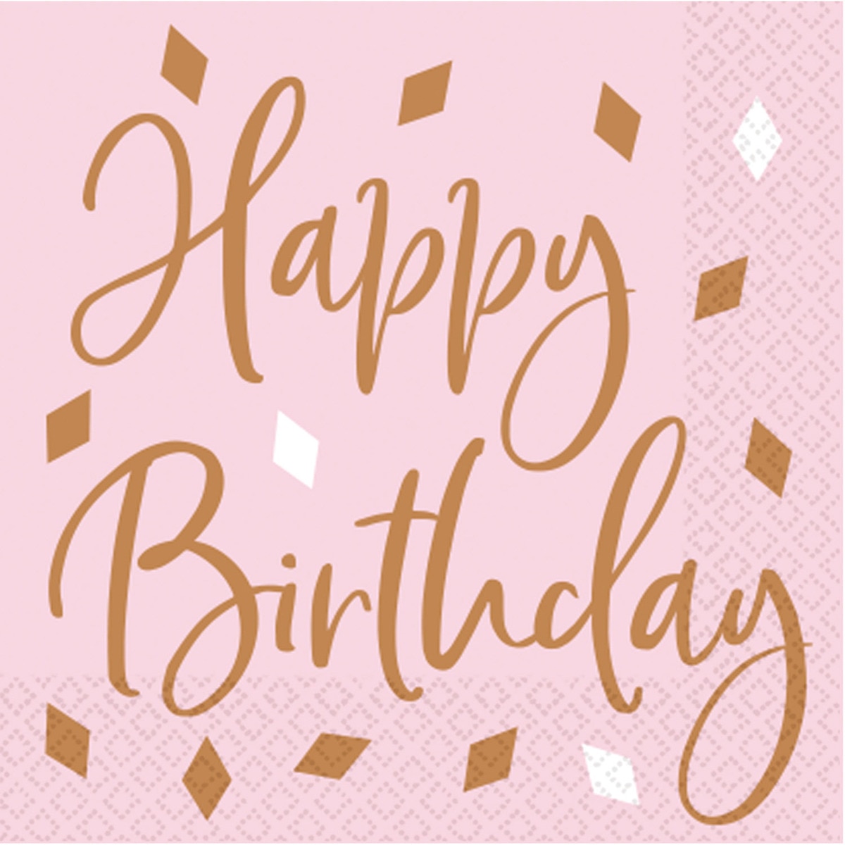 Imagen 0 de Pack de 16 Servilletas/Med 33X33 Rosa Dorado H.Bday Liragram