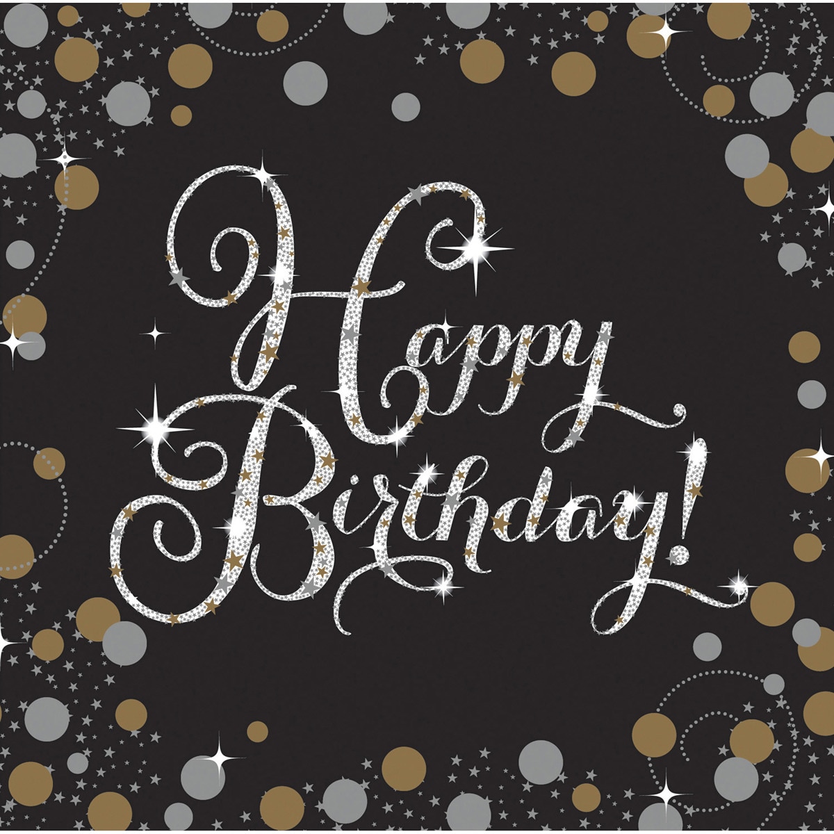 Imagen 0 de Pack de 16 Servilletas/Med 33X33 Spark. Celeb. Oro Happy Bday Liragram