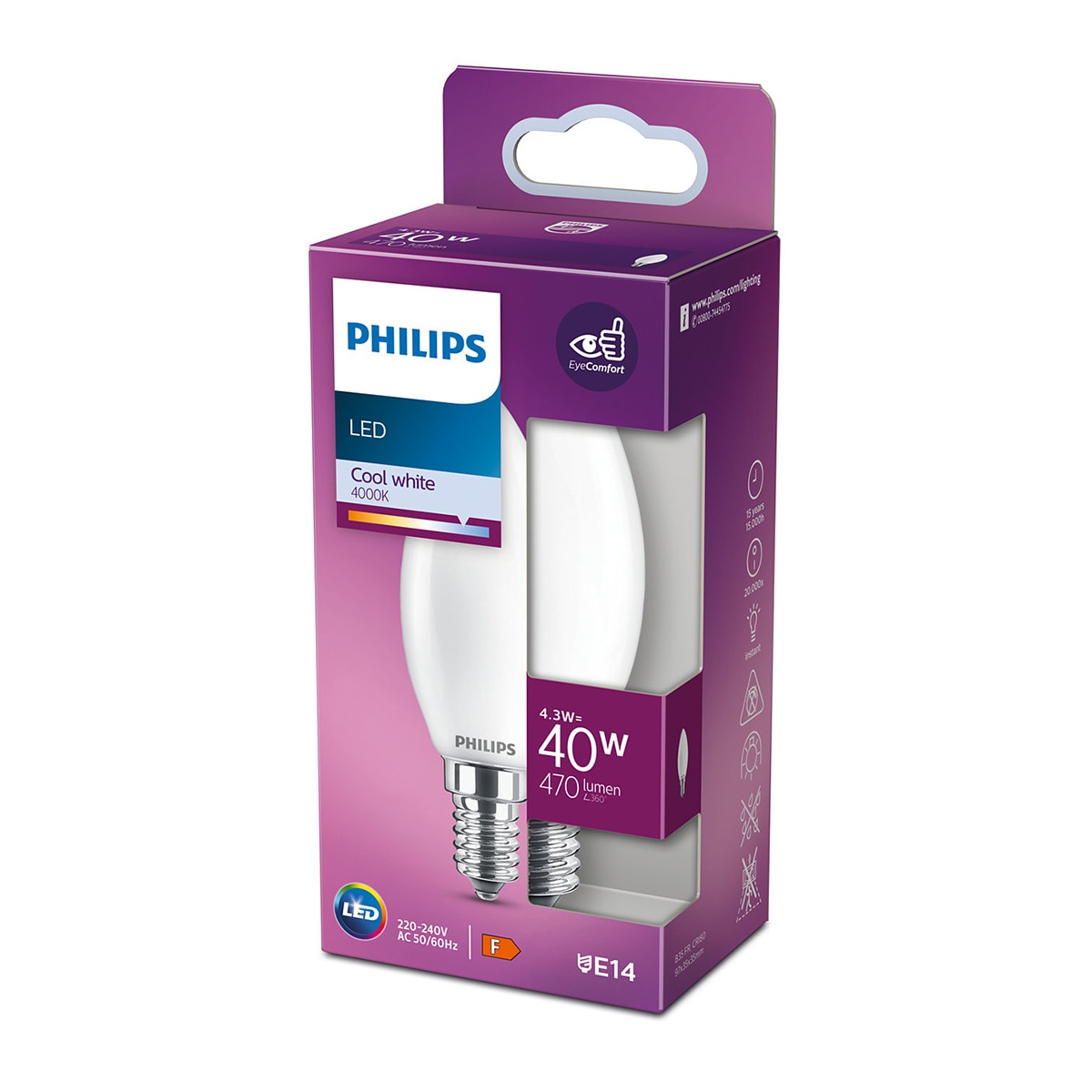 Bombilla LED Vela E14 mate 4,3 W 470 lm 4000 K Luz neutra ( >= 3000 K / <= 5000 K )-3