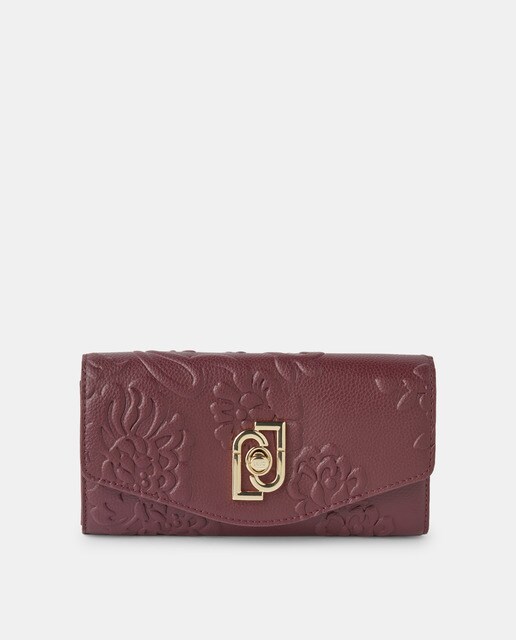 Cartera grande de mujer Liu Jo en burdeos grabado con solapa y broche · Liu  Jo · El Corte Inglés
