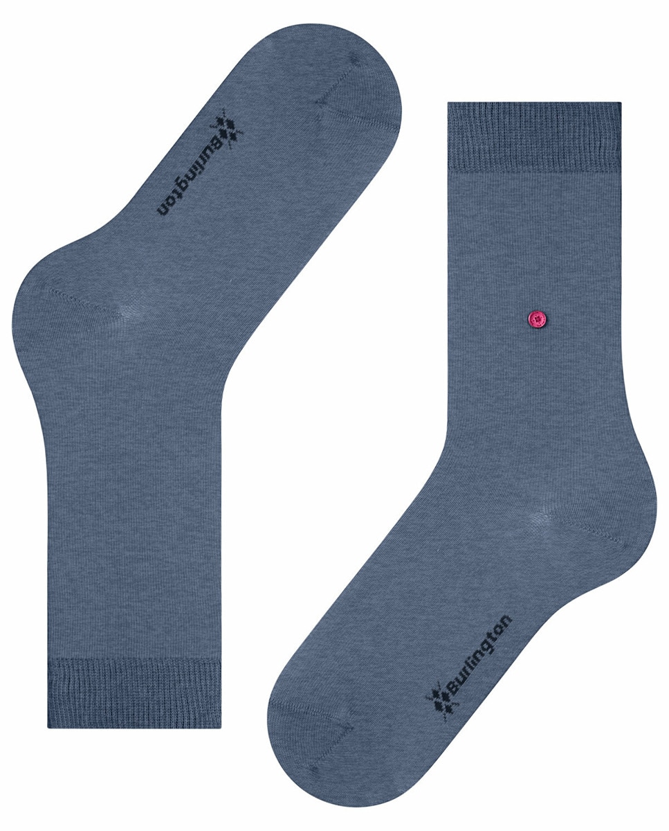 Meias lisas de algodão Azul-4