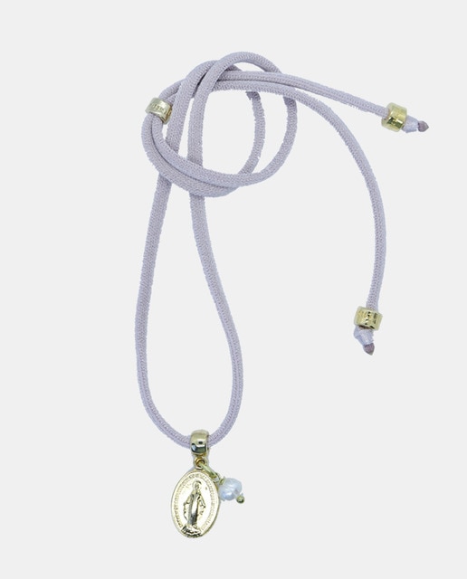 Imagen 0 de Collar Miz Virgen dorado con seda lila
