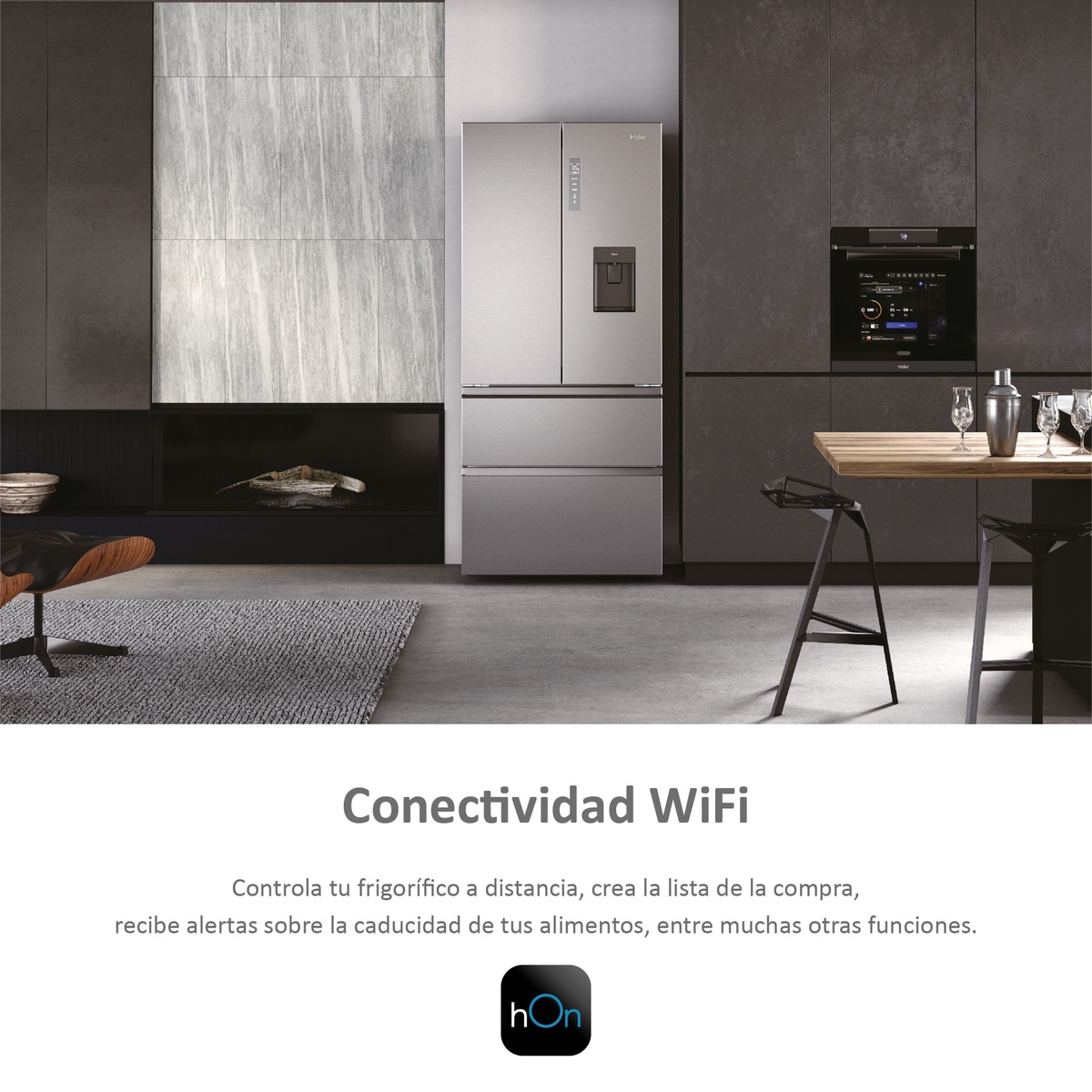 Frigorífico Americano Haier FD 83 Series 7 HFW7819EWMP de 4 Portas, No Frost, Wifi, com Dispensador e de 192,5 cm - Inox Platino Inox-6