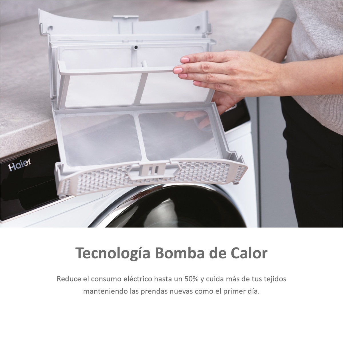 Secadora Haier 9 kg Condensación, Bomba de calor, I-Pro Series 5 - HD90 A3959S Blanco-5