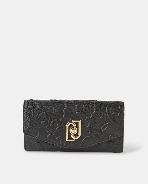 Cartera grande de mujer Liu Jo en negro grabado con solapa y broche · Liu Jo  · El Corte Inglés