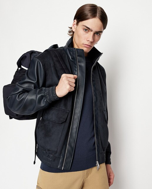 Chaqueta de abrigo de hombre azul de ecopiel · Armani Exchange · El Corte  Inglés