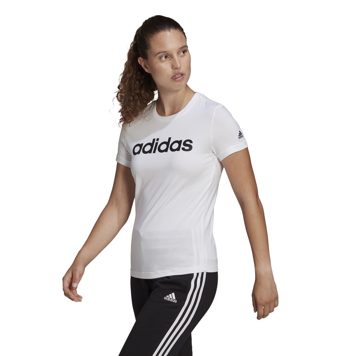 T-shirt de mulher LIN adidas Branco / Preto-2