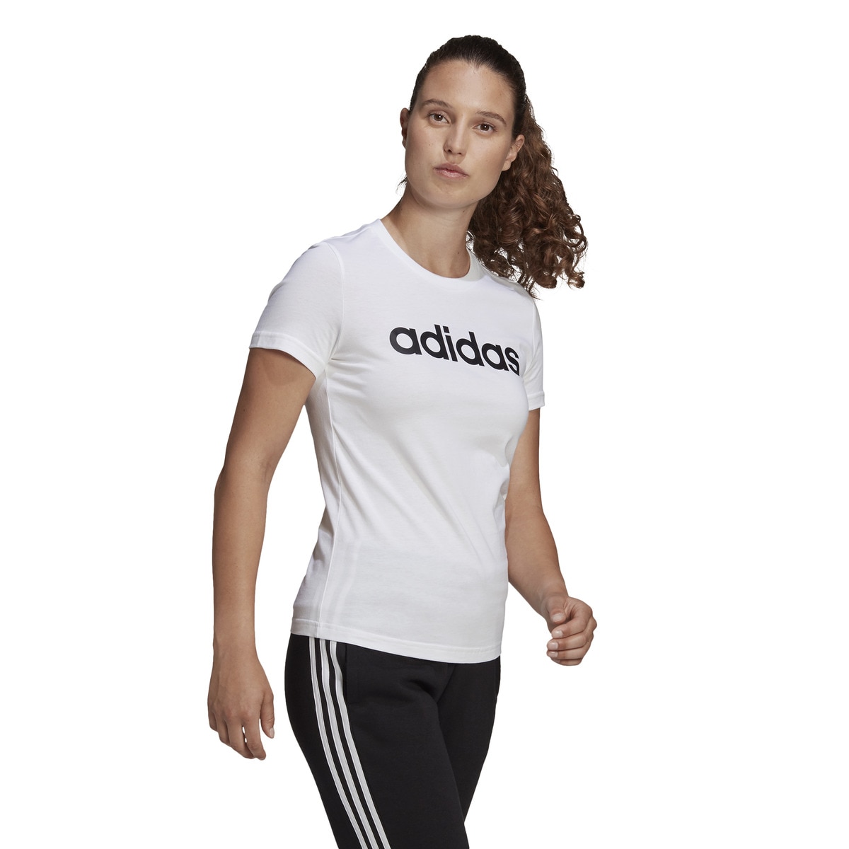 T-shirt de mulher LIN adidas Branco / Preto-4