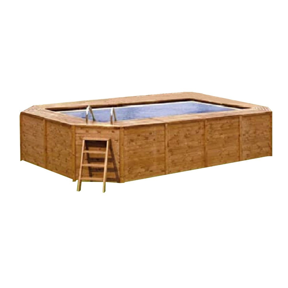 Piscina rectangular madera panelada 655 x 390 x 124 cm Madera-1