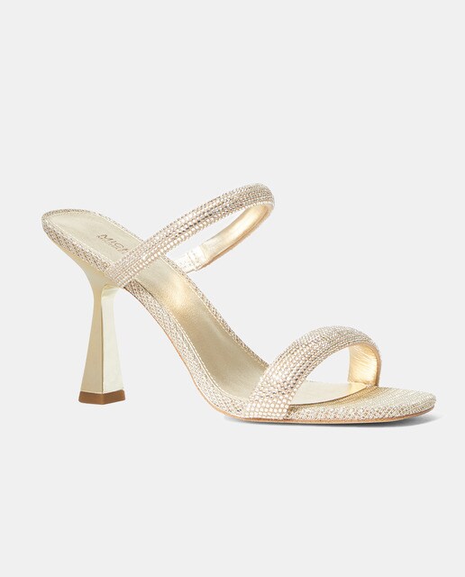 Sandalias de tacón de mujer en piel de color oro con piedras de strass · Michael  Michael Kors · El Corte Inglés
