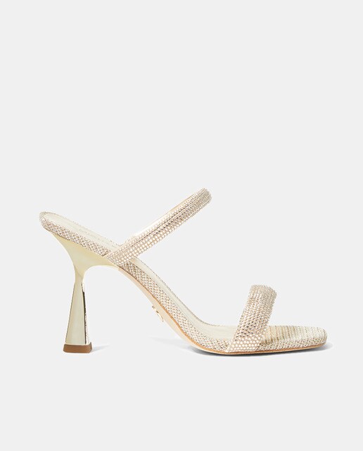 Sandalias de tacón de mujer en piel de color oro con piedras de strass · Michael  Michael Kors · El Corte Inglés