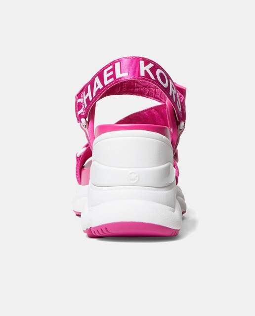 Sandalias de cuña deportiva de mujer con cintas en fucsia con nombre de la  firma · Michael Michael Kors · El Corte Inglés