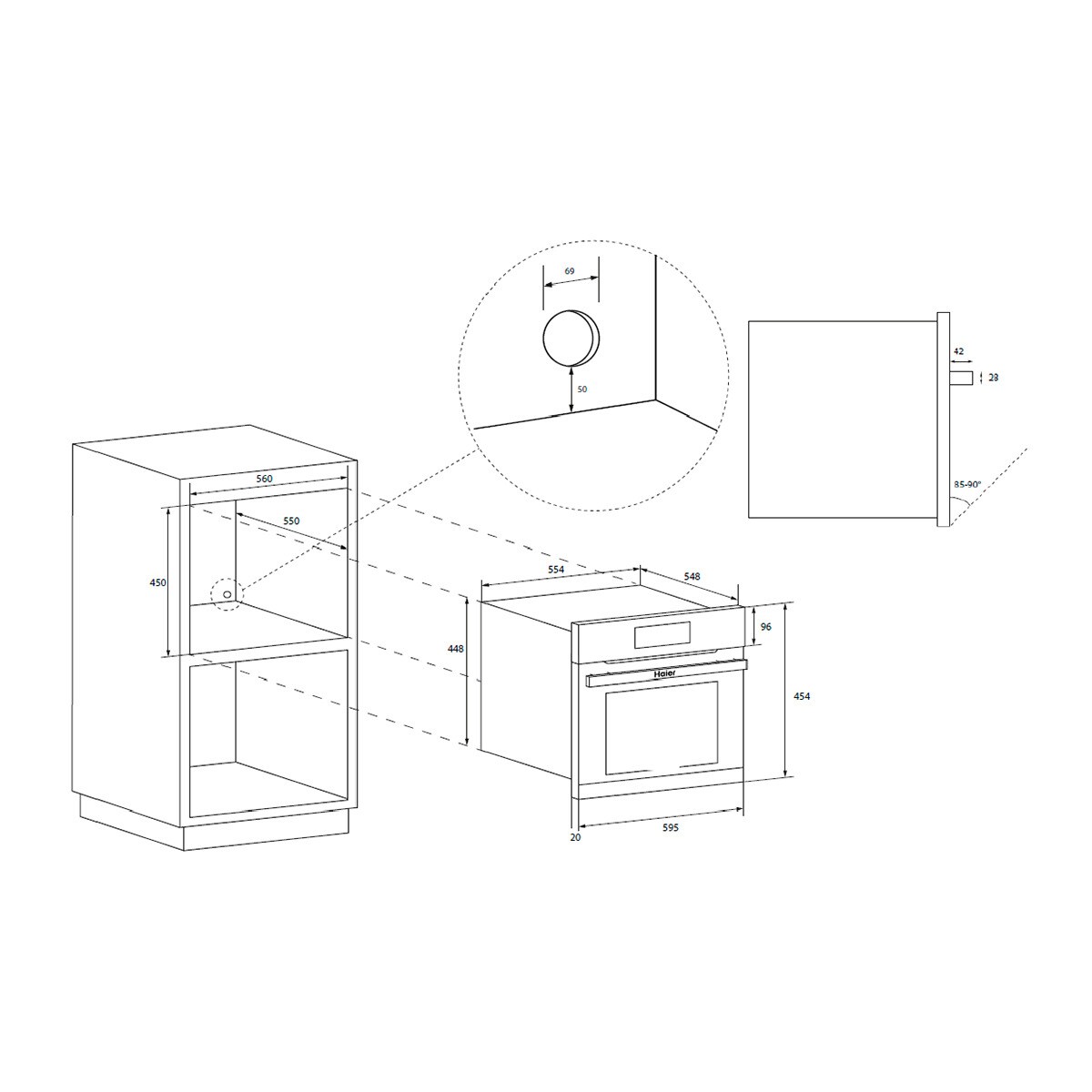 Hornos compactos Haier con función microondas - HWO45NB2H0X1 Gris-2