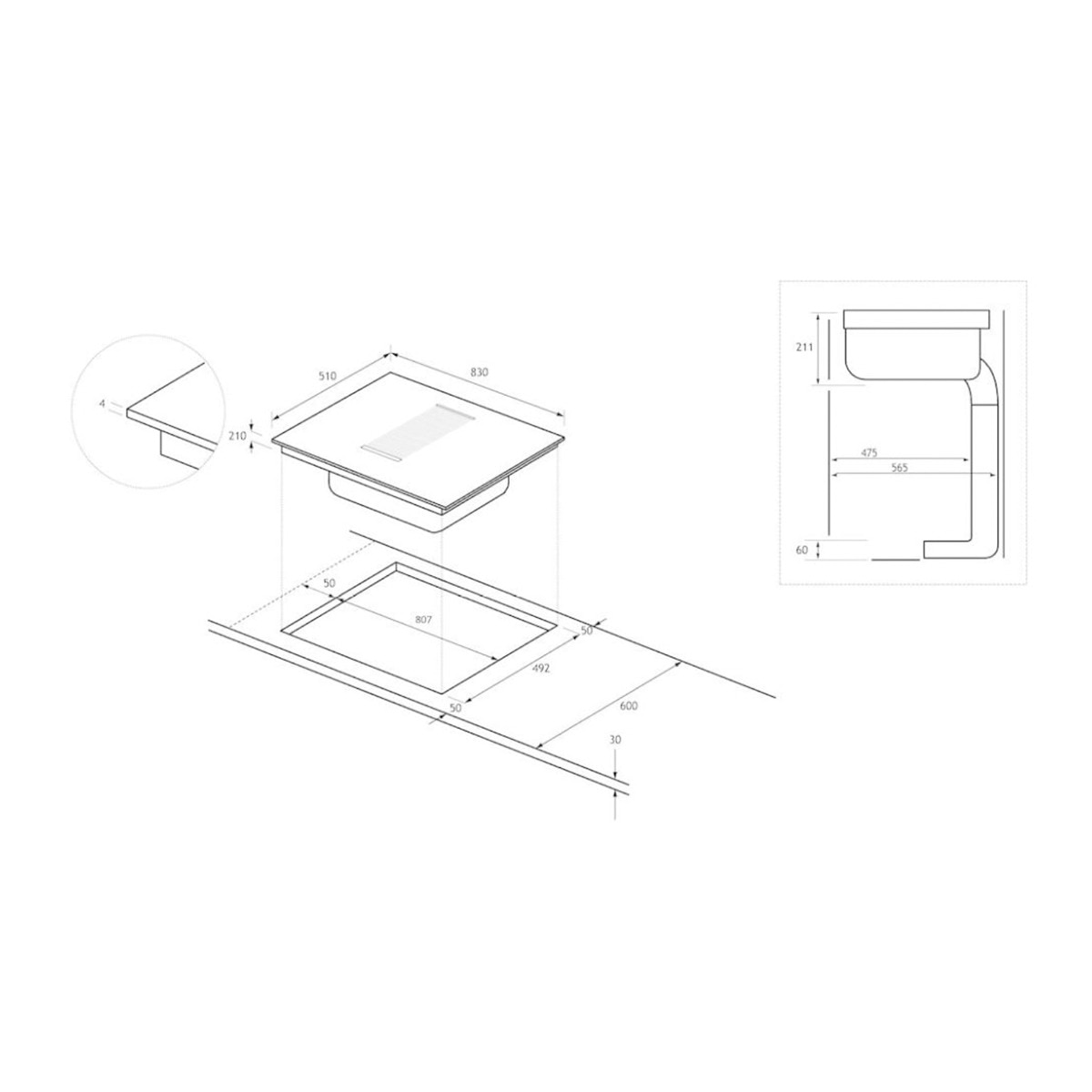 Placa inducción Haier extractor integrado Series 6- HAIH8IFMCF Negro-2