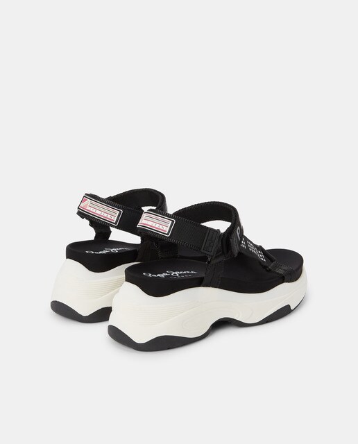 Sandalias de plataforma de mujer en color negro con logotipo · Pepe Jeans · El  Corte Inglés
