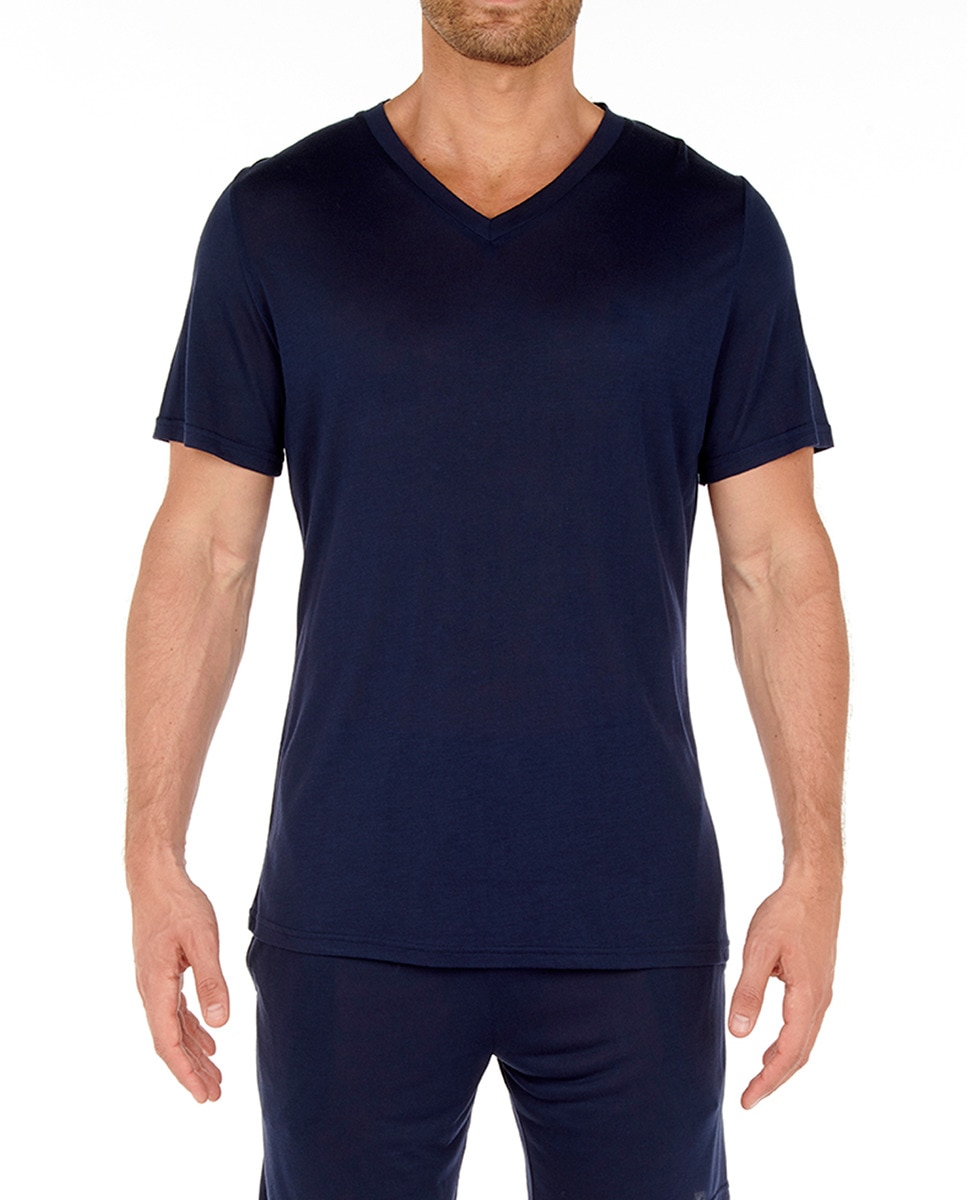Imagem 0 de T-shirt de modal azul-marinho com manga curta