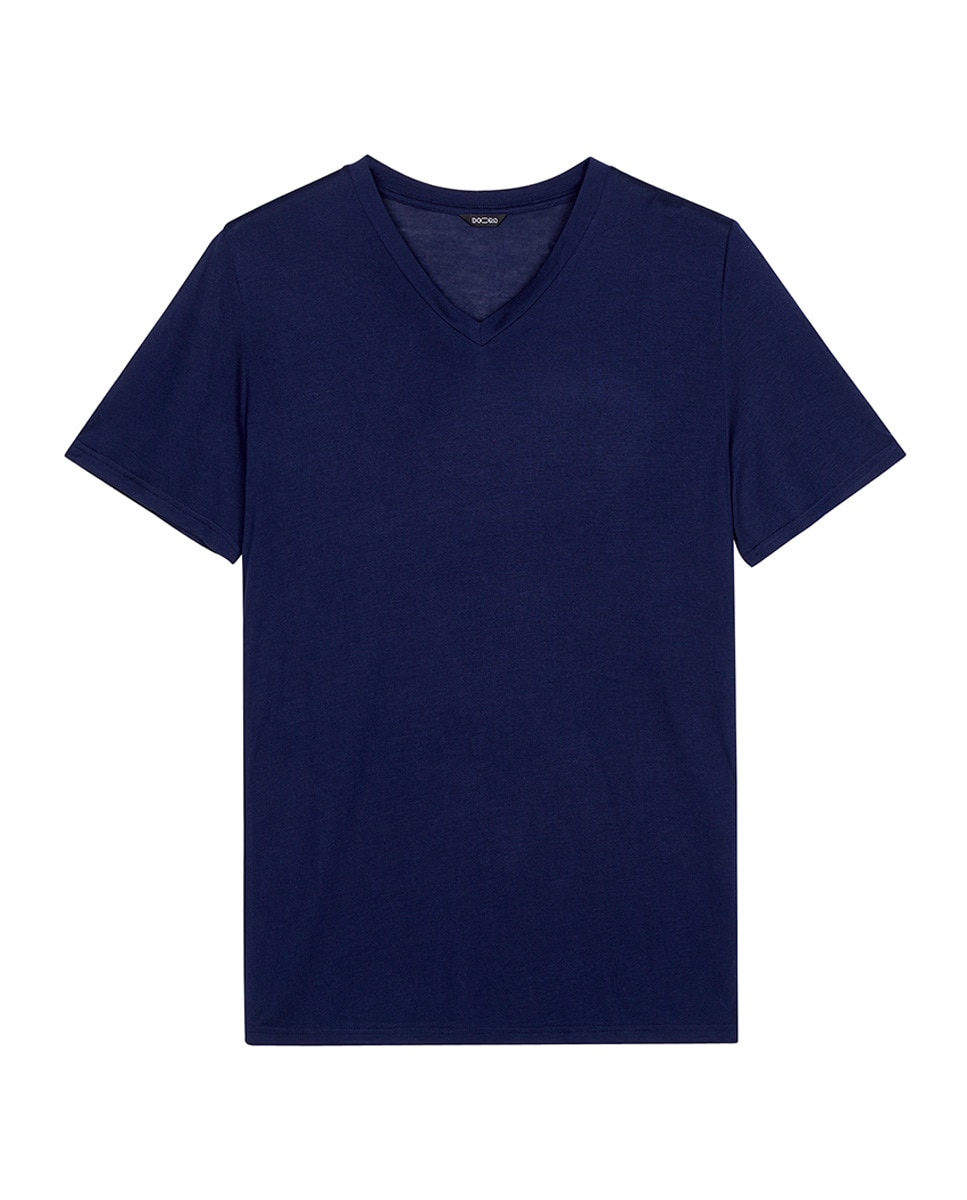 T-shirt de modal azul-marinho com manga curta Azul-marinho-3