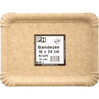 Kraft bandeja desechable 18 x 24 cm paquete 10 unidades - P&h