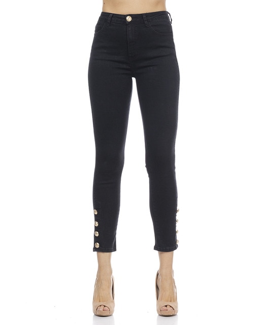 Imagen 0 de Pantalón denim negro con botones dorados