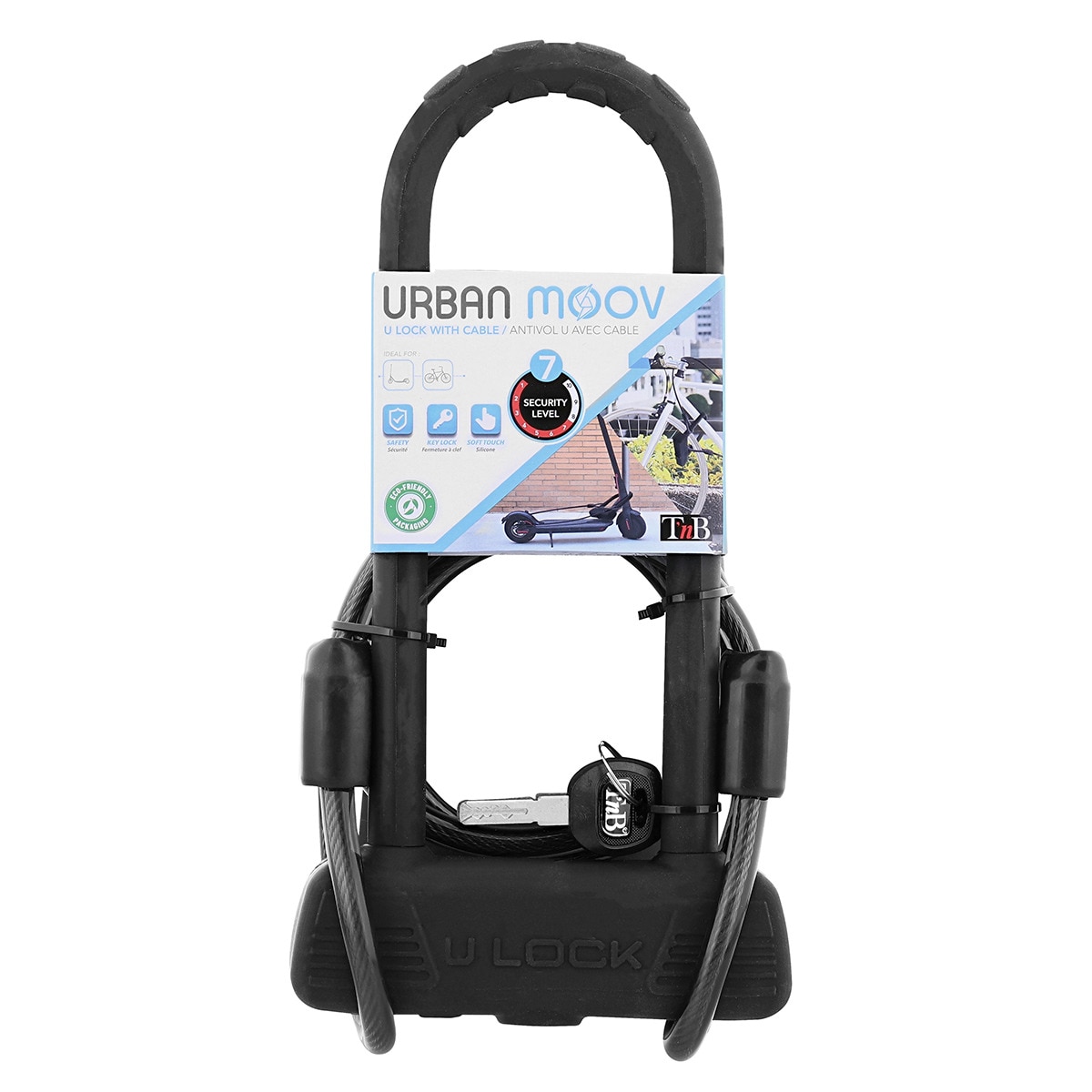 Cerradura "U" TNB tamaño XL con llave Gris-3