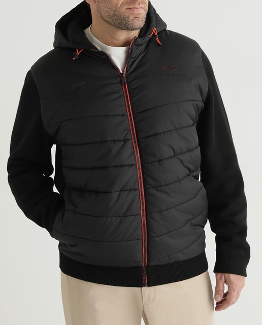 Imagen 0 de Chaqueta deportiva de hombre combinada negra con capucha tallas grandes