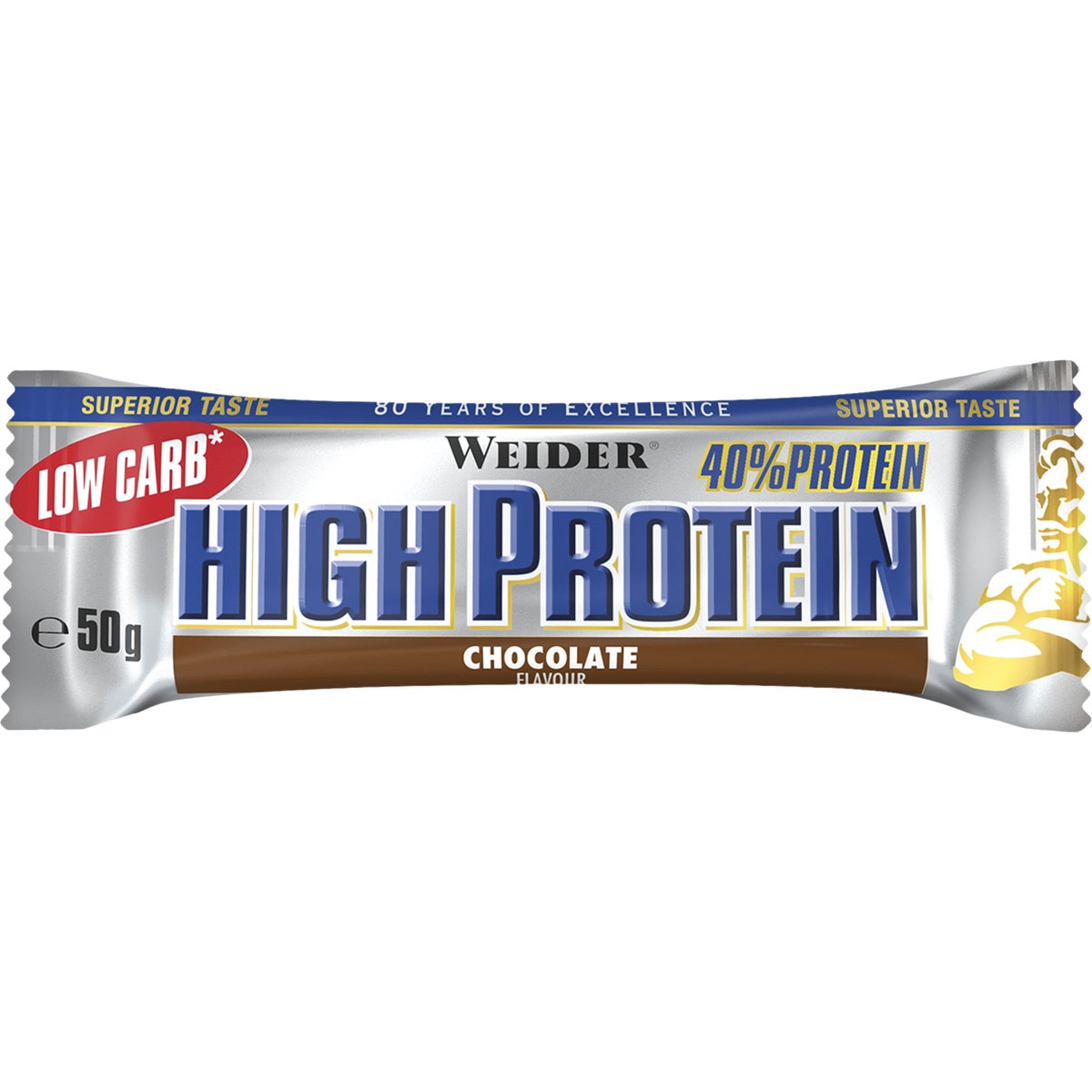 barrita 40% proteínas baja en carbohidratos sabor chocolate envase 50 g