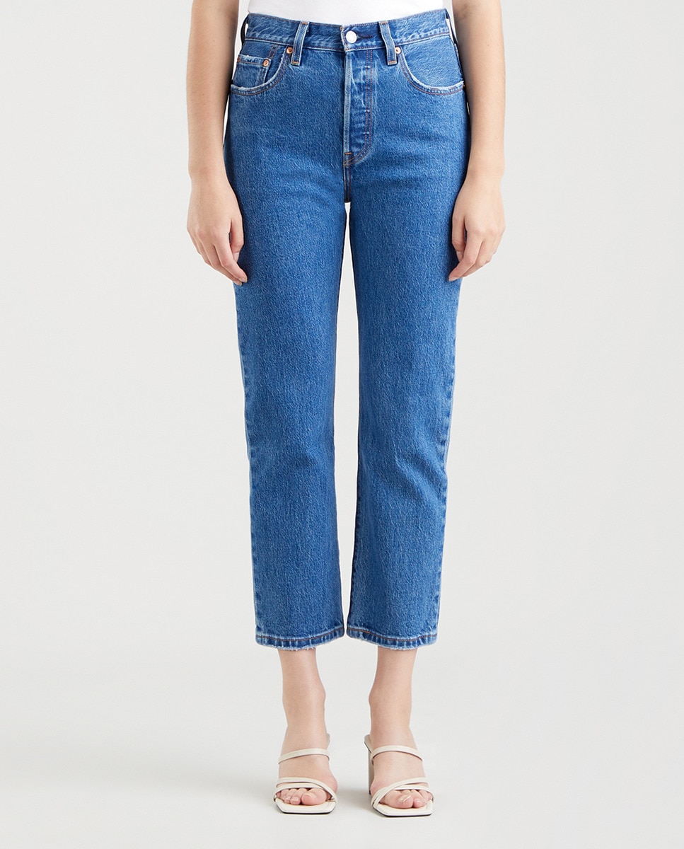 Jeans 501® Cropped regular com lavagem média Azul-2