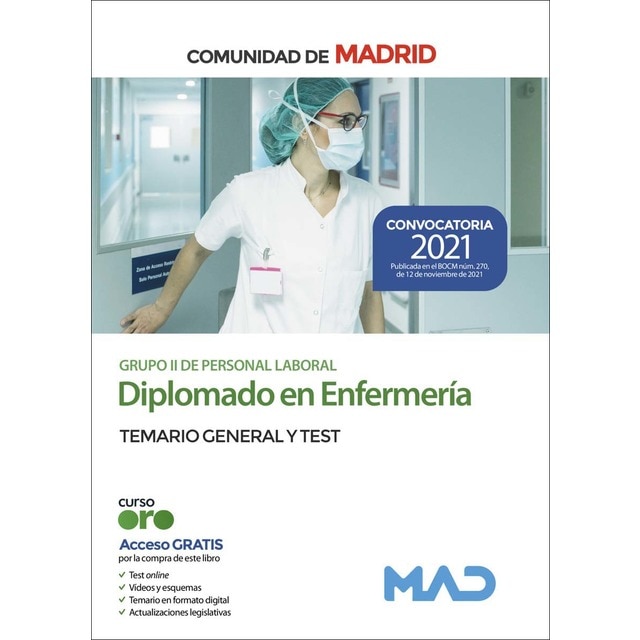 Imagem 0 de Diplomado en enfermería (grupo ii de personal laboral) de la comunidad de madrid. Temario general y test(Tapa blanda)