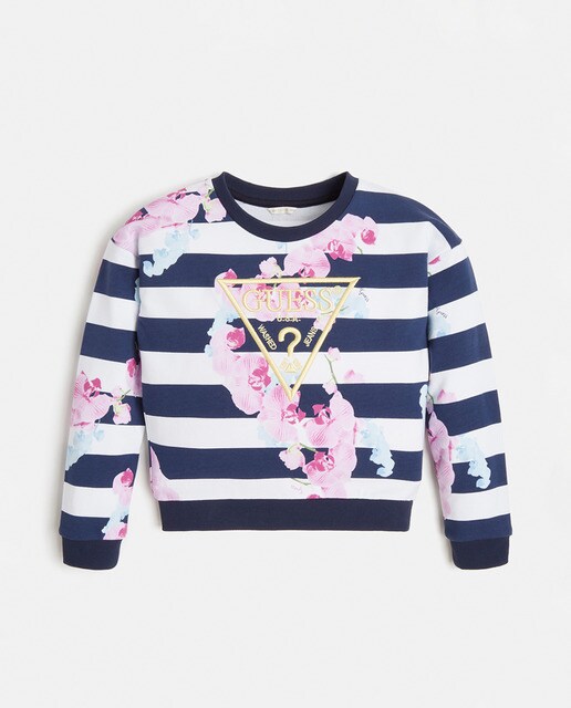 Sudadera de niña con estampado rayas azul · Guess · El Corte Inglés