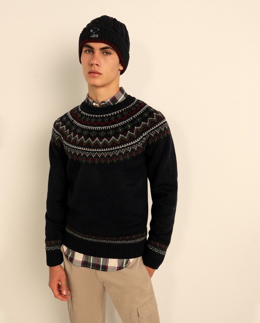 Jersey de hombre azul marino con cuello caja · Studio Classics · El Corte  Inglés