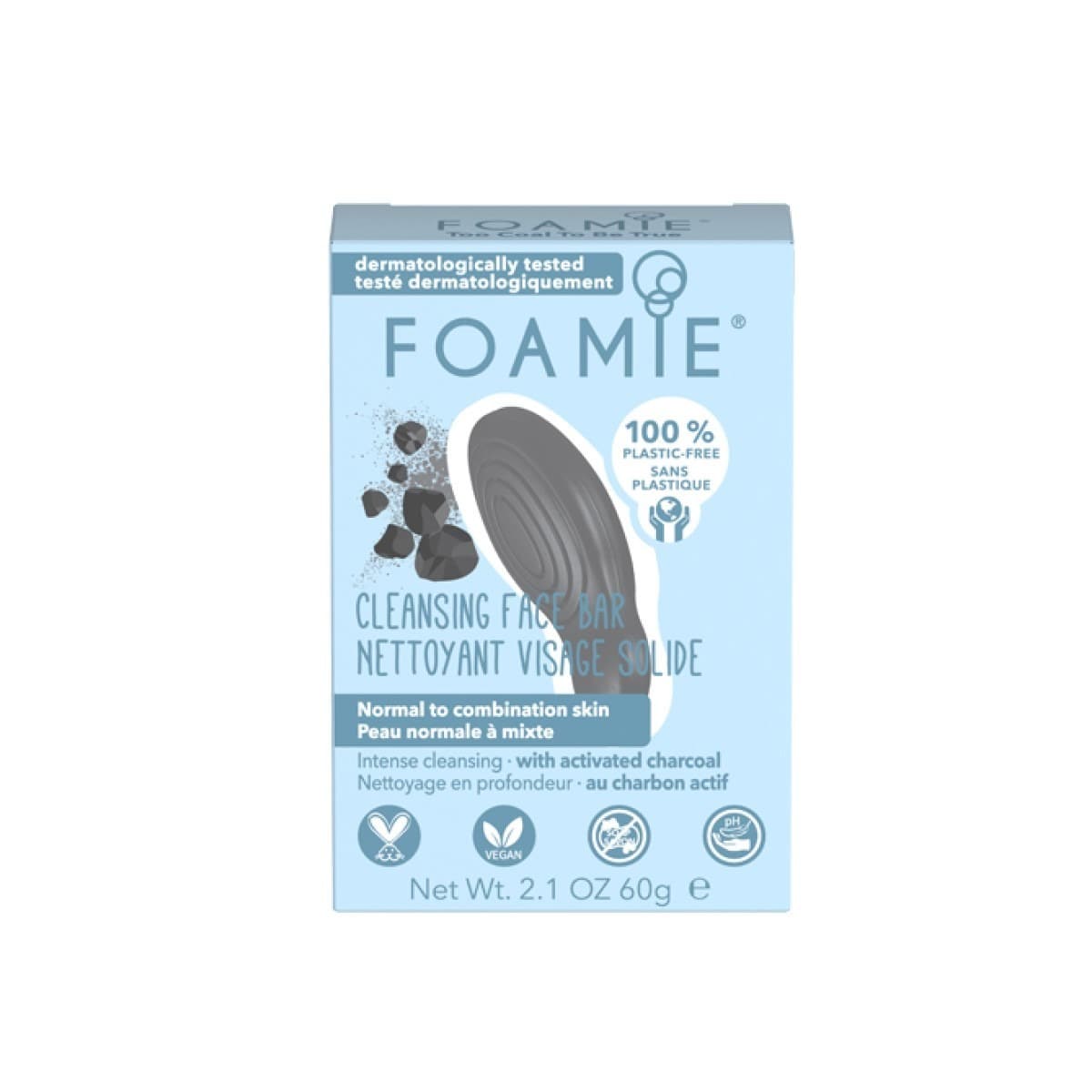 Sabonete de Limpeza de Rosto Face Bar Too Coal To Be True - Pele Normal a Mista 60gr Foamie 1