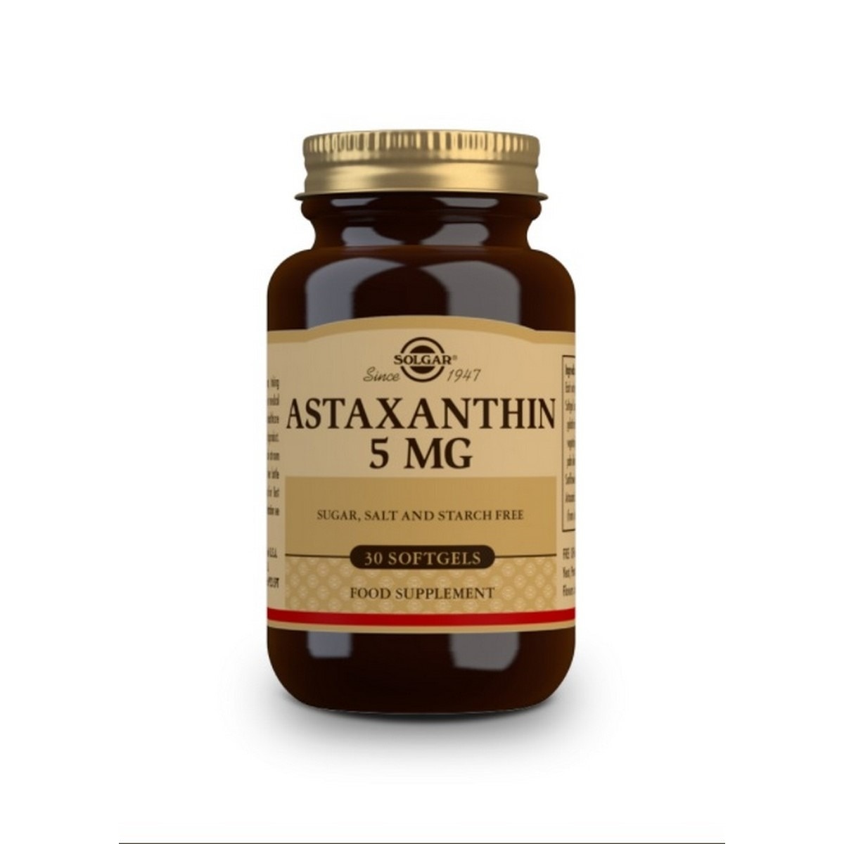 Suplemento Alimentar Astaxanthin 5mg 30Cápsulas Solgar 1