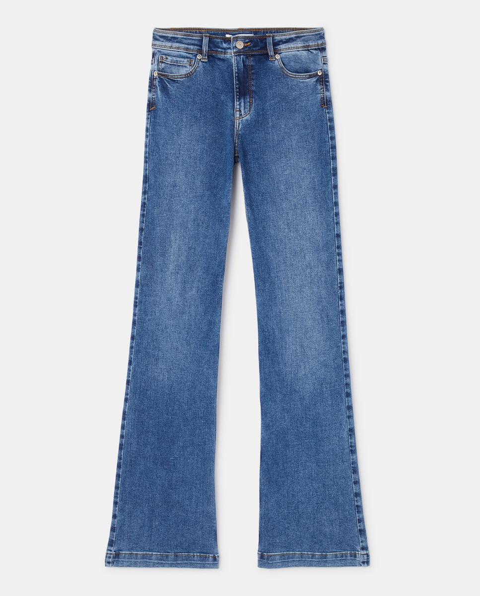 Jeans regular com cinco bolsos Azul-4