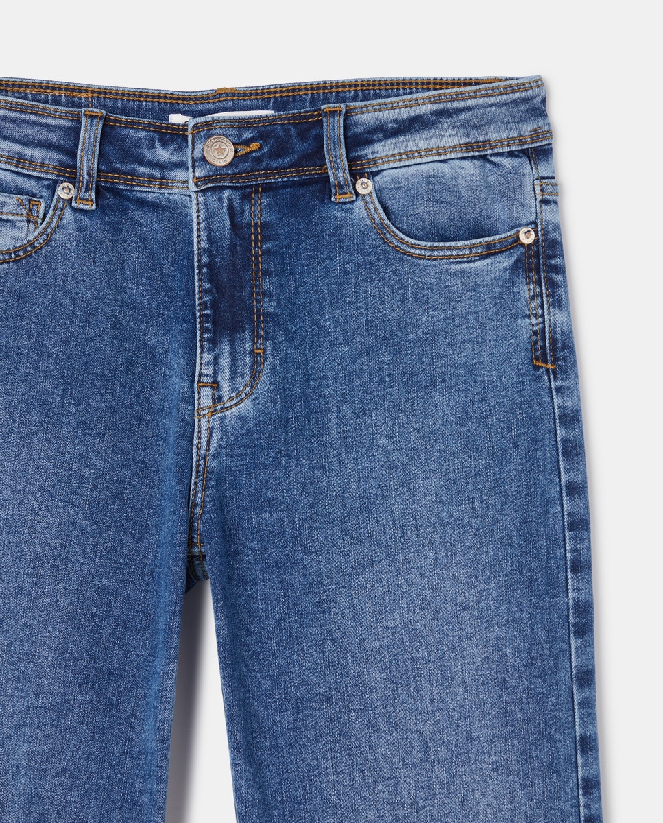 Jeans regular com cinco bolsos Azul-5