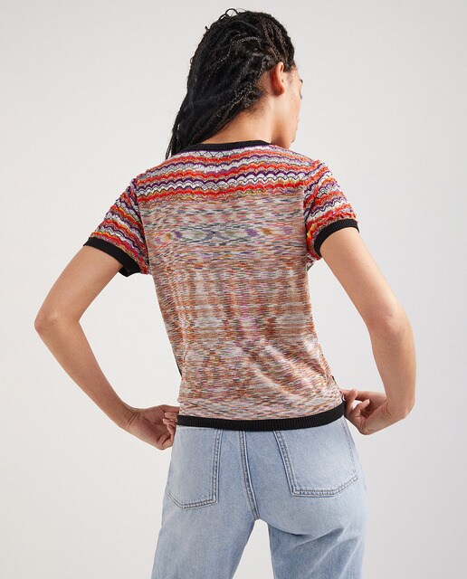 Camiseta de mujer tesoro tricot con puntos diferentes y estampado loros ·  Desigual · El Corte Inglés