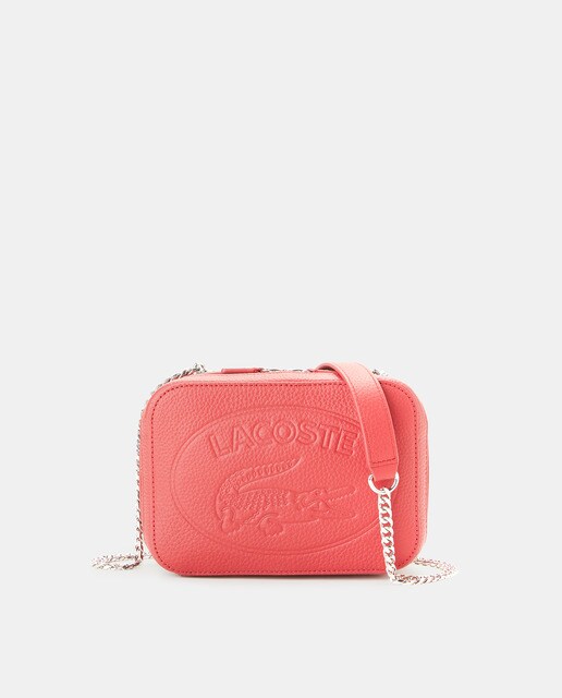 Bandolera mini de piel granulada en rojo con cremallera · Lacoste · El  Corte Inglés