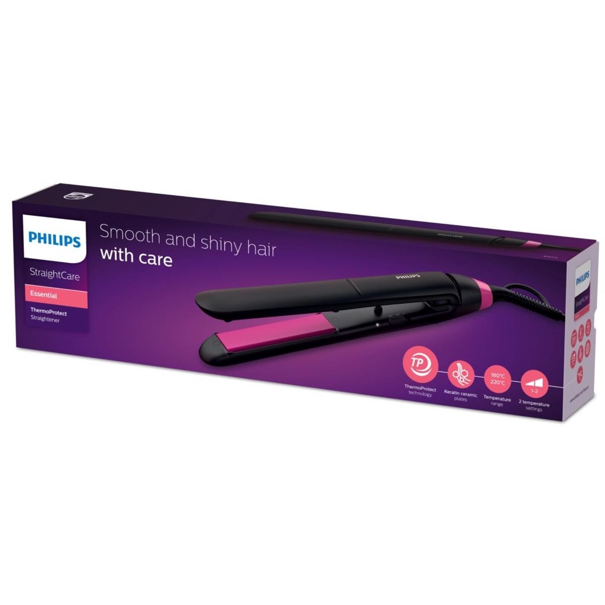 Alisador de Cabelo Philips BHS375/00 - Placas Cerâmicas, 2 Ajustes de Temperatura e 110-240V - Preto e Rosa Preto / Rosa-4