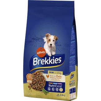 Mini pienso para perros adultos tamaño mini con pollo verduras y cereales bolsa 1,5 kg - Brekkies