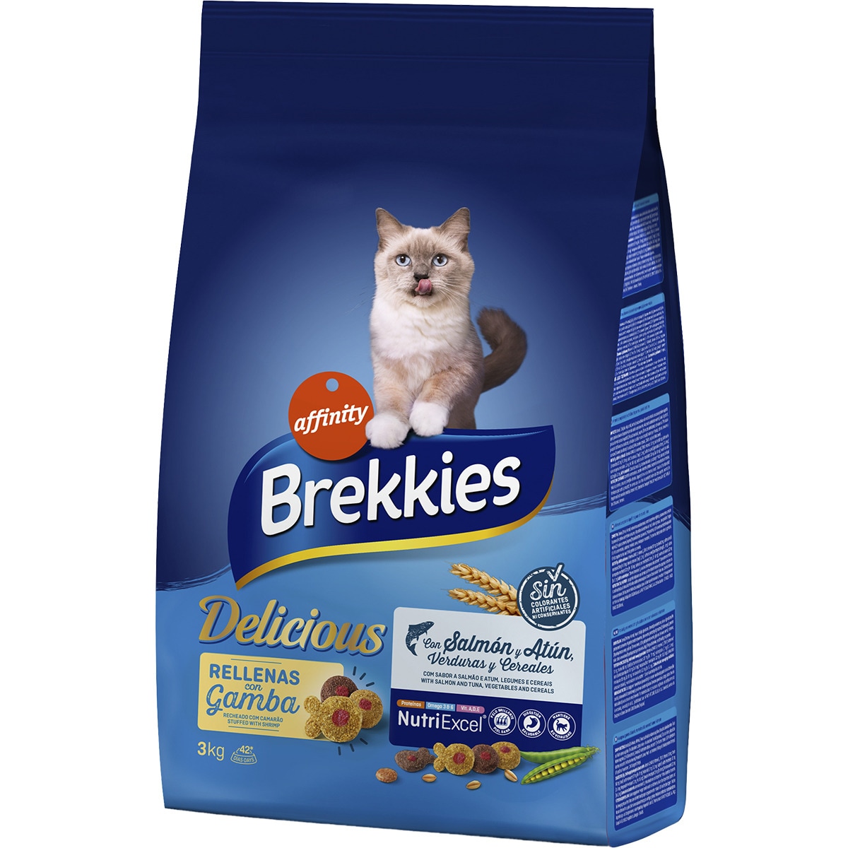 Delicious pienso para gatos adultos con selección de pescados verduras y cereales bolsa 3 kg