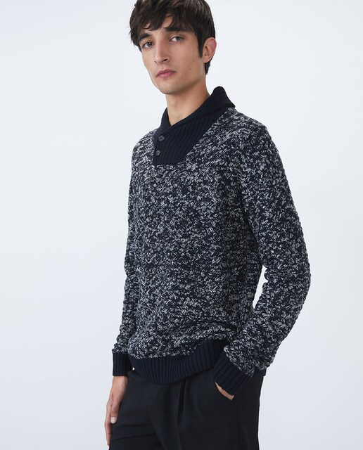 Jersey de hombre azul marino con cuello smoking · Sfera · El Corte Inglés