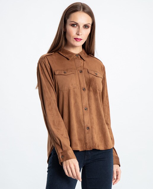 Camisa de mujer de antelina con bolsillos · Calvin Klein · El Corte Inglés