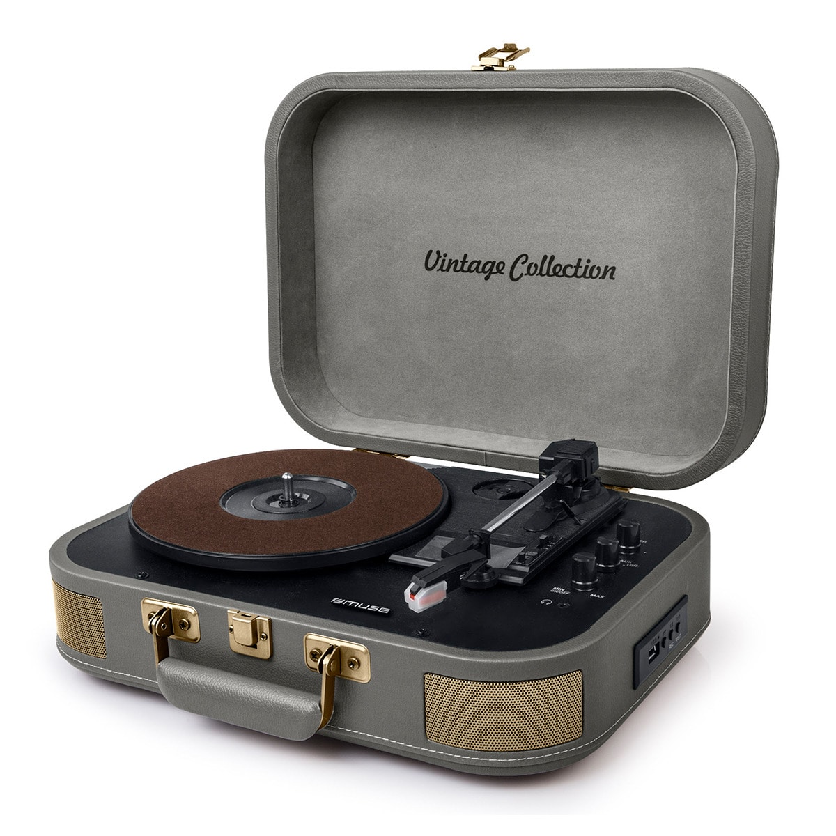 Tocadiscos estereo Muse MT201BTG, Bluetooth Gris claro-1