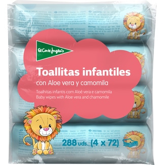 toallitas infantiles con aloe vera y camomila pack 4 envases 72 unidades - El Corte Ingles