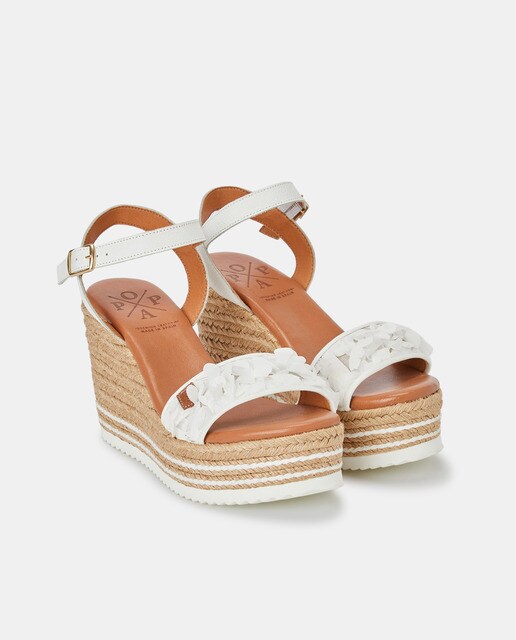 Sandalias de cuña de mujer en blanco con adorno en pala · Popa · El Corte  Inglés