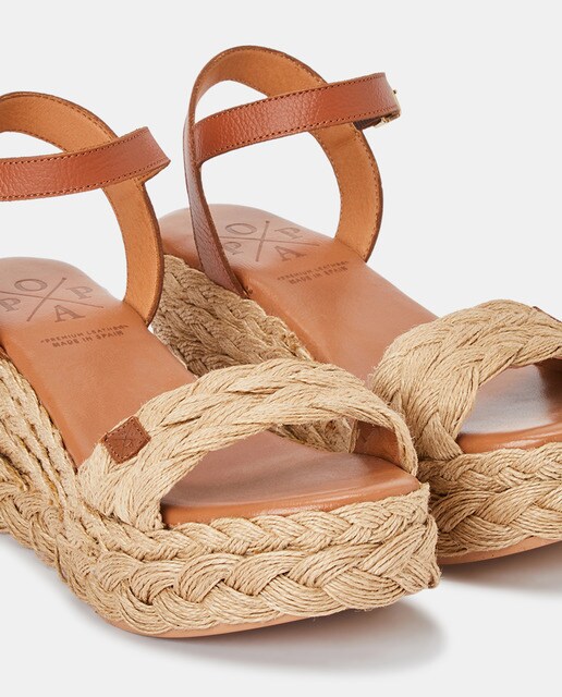 Sandalias de cuña de mujer en marrón con tira delantera en yute · Popa · El  Corte Inglés