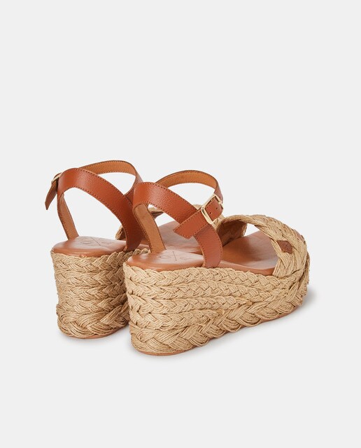Sandalias de cuña de mujer en marrón con tira delantera en yute · Popa · El  Corte Inglés