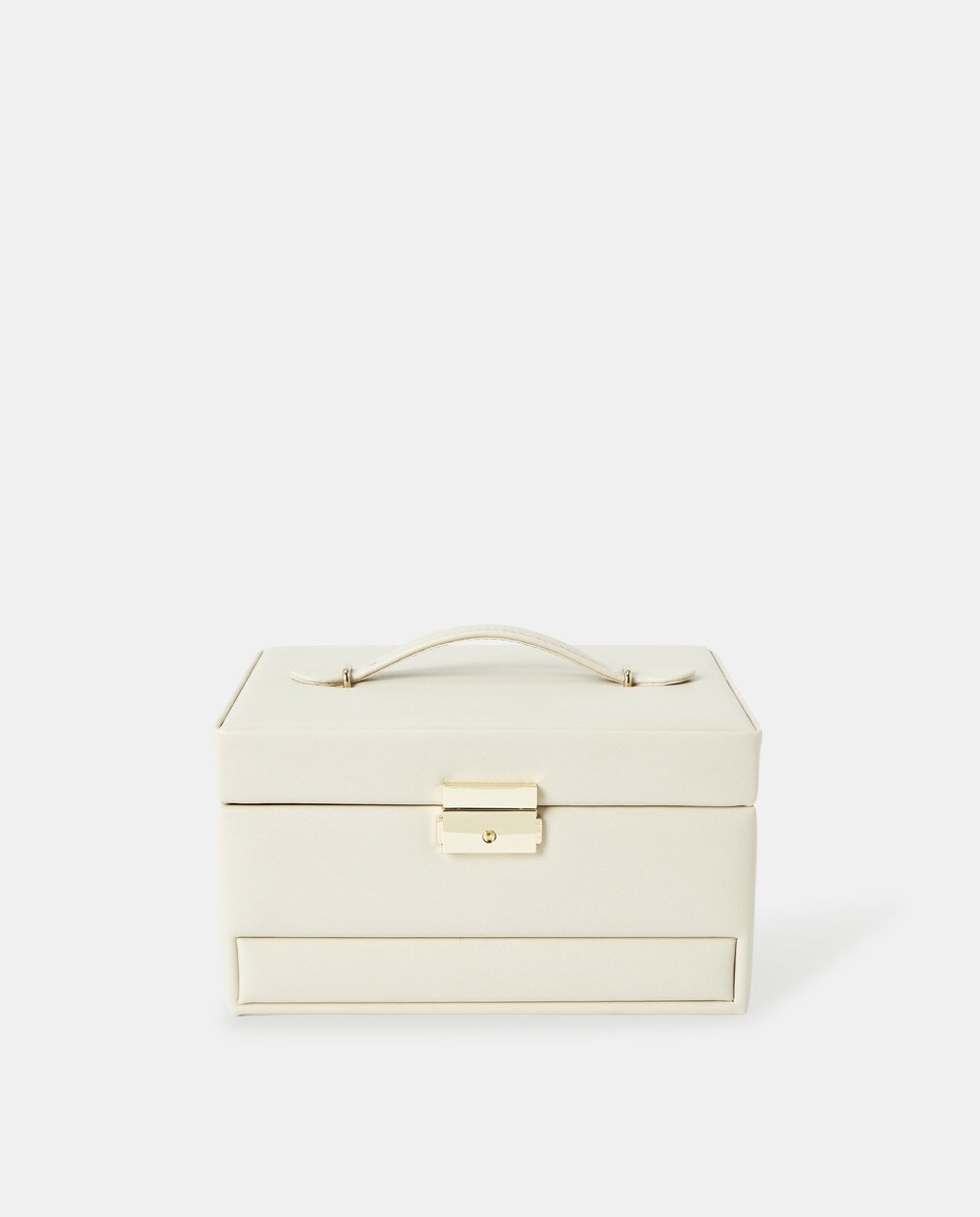 Coffret à bijoux avec fermoir et anse dans le haut