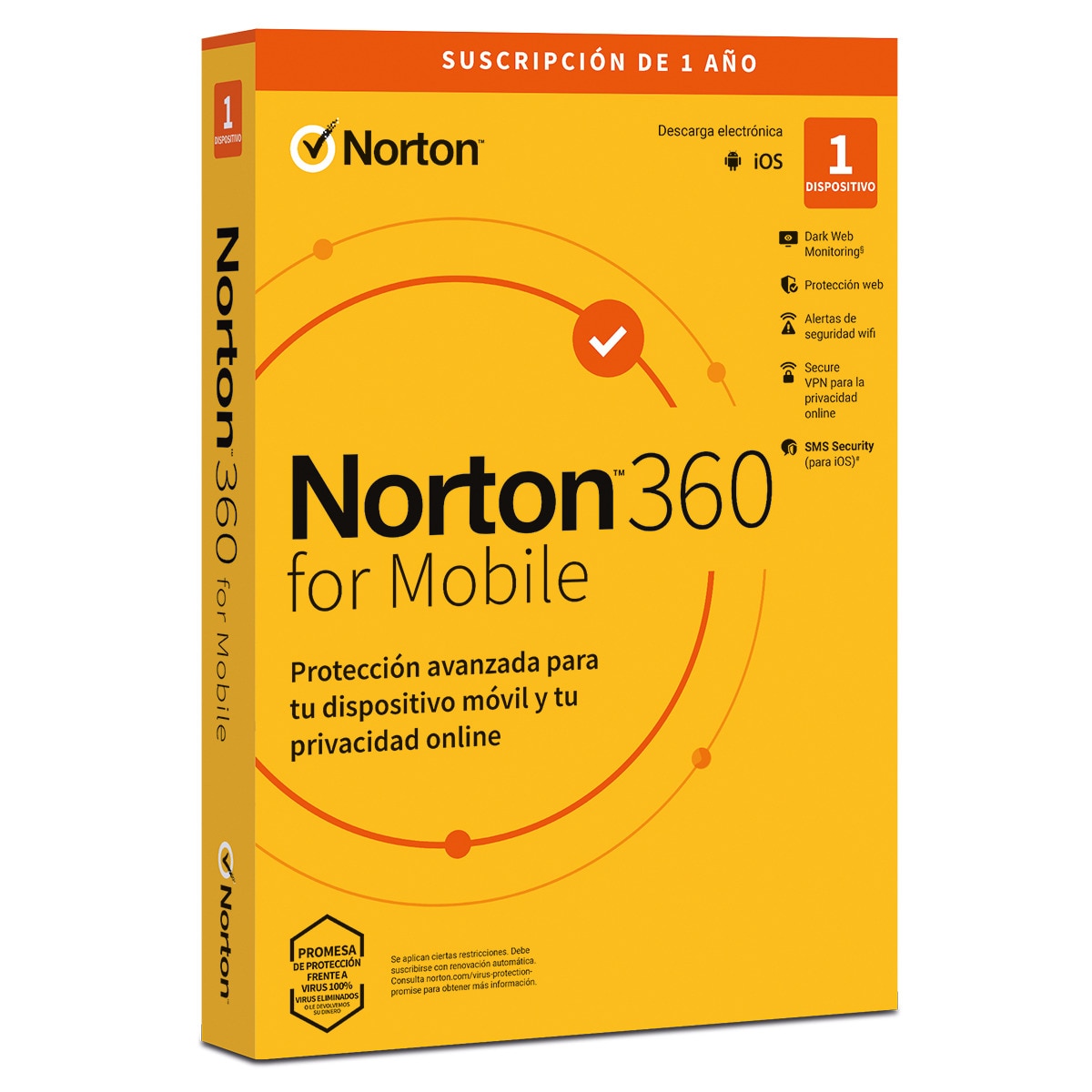 Norton 360 for Mobile, 1 dispositivo, 1 Año de suscripción 1
