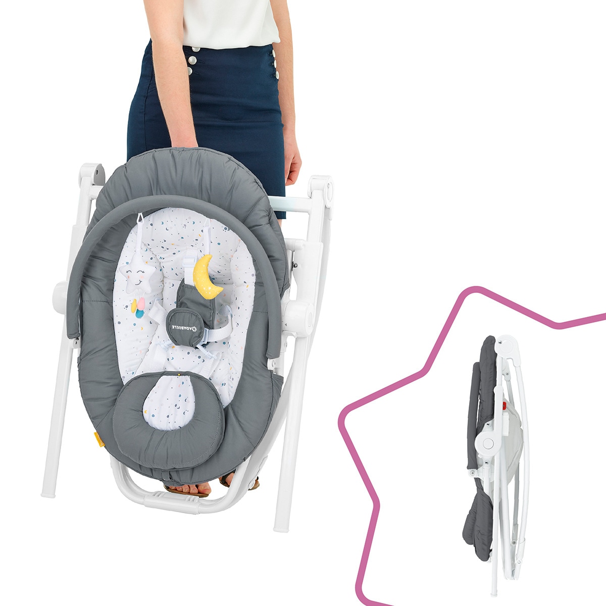 Hamaca Badabulle Up & Down Moonlight gris Gris-6