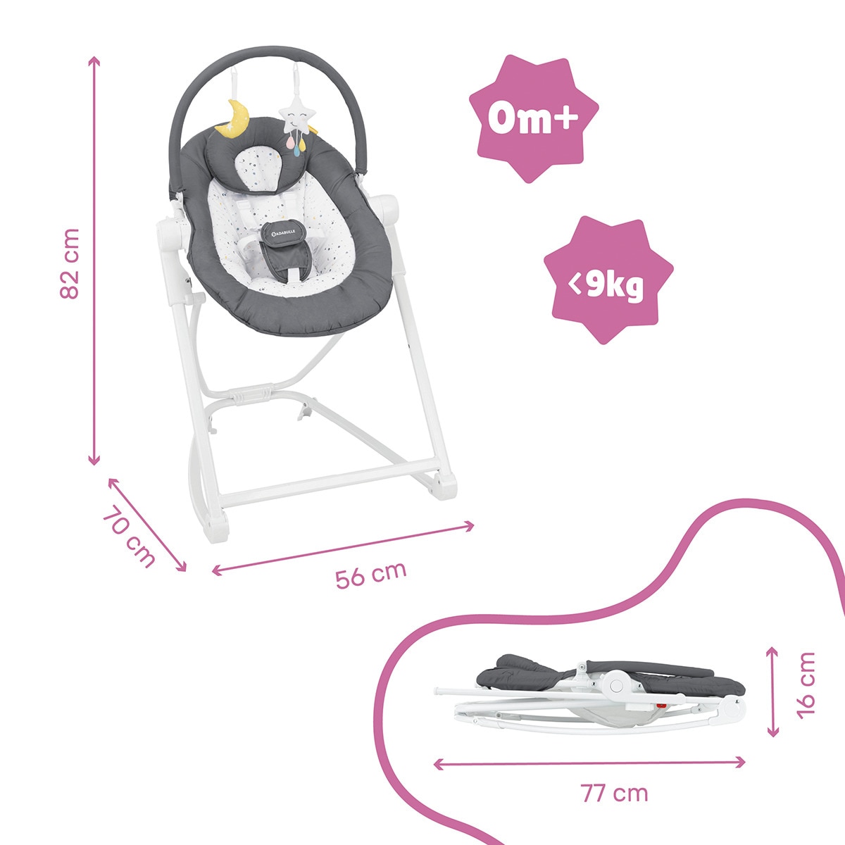 Hamaca Badabulle Up & Down Moonlight gris Gris-5